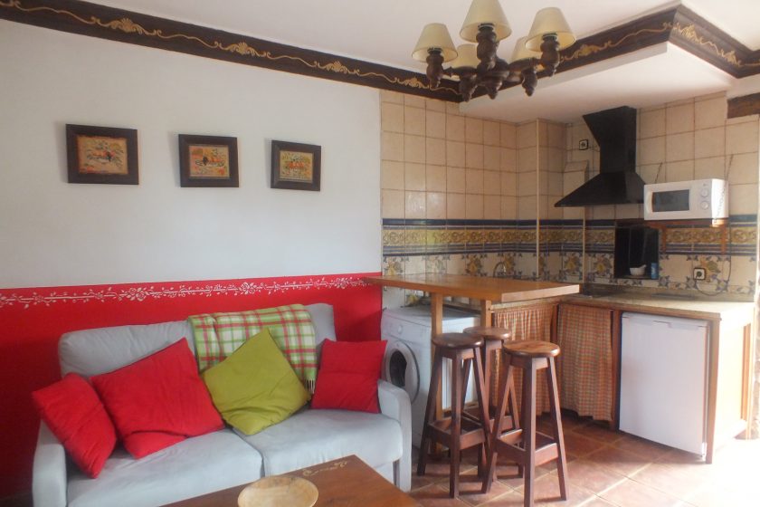 detalle cocina salón con sofá